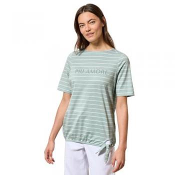 T-shirt femme vert à rayures et texte Cecil M