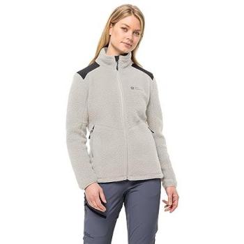 Pile Donna Jack Wolfskin Kammweg Full Zip Grigio Bianco