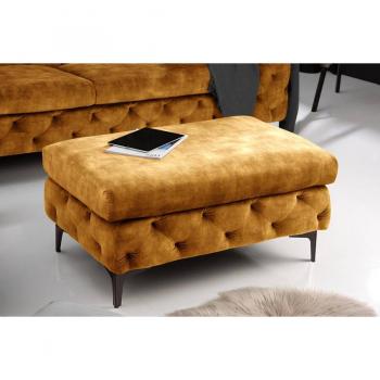 Moderne Barock Hocker 40cm schwarz gold Samt Chesterfield
