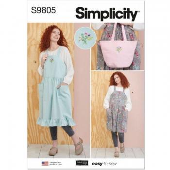 Simplicity S9805 – Tablier et sac unifié pour dames, XS‑XL