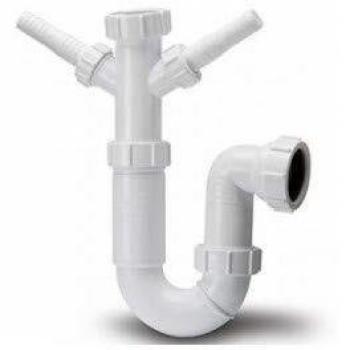White Polypipe appliance trap for washing machines, swivel type, adjustable to fit 40-75mm pipes