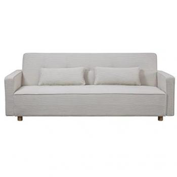 Sofá escandinavo convertible de 3 plazas en terciopelo beige Copenhague con respaldo y asiento desenfundables, 213 cm