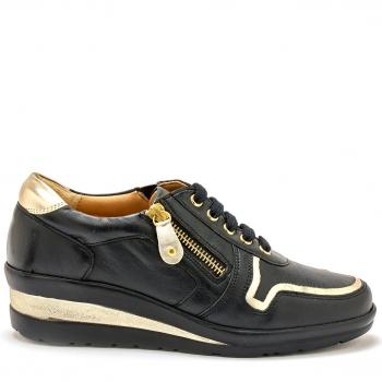 Derbies noires Pédiconfort avec zip et lacets pour femme