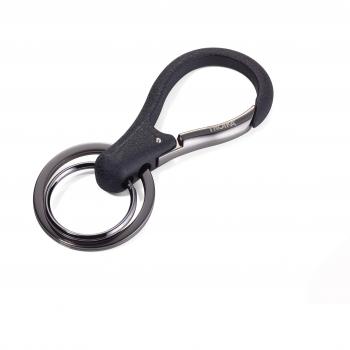 TROIKA KR17-09/GM Unisex-Schlüsselorganizer – 2 Ringe, Karabiner, schwarz/gunmetal Grau