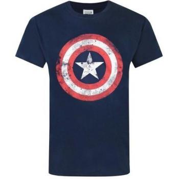 Captain America Men's Distressed Shield Graphic T-Shirt Size S Blue