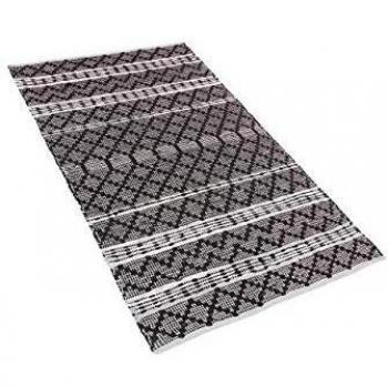 Tappeto in Pelle Nero e Beige 80 x 150 cm Moderno Contemporaneo Motivo Chevron Fehimli