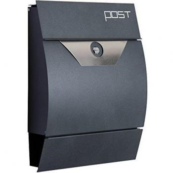 HOMCOM Grey Wall Mailbox, Steel Construction, Lock & Waterproof Cover