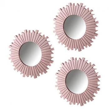 Dcasa Triunfo Espejos de Pared en Forma de Flor Rosa, Hechos de Plástico