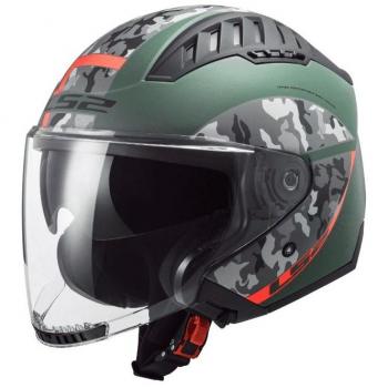 Casco LS2 OF600 Copter Crispy Verde Militar/Naranja