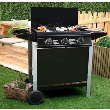 ANDALOUCIA Barbecue gaz 3 brûleurs sur chariot en fonte émaillée