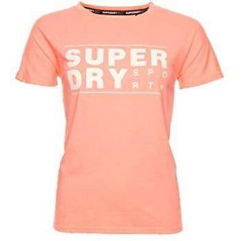 Superdry Core Sport Phosphoreszierende Damen-Coral-Print-T-Shirt XS