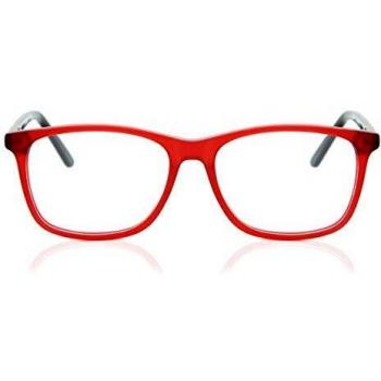 Square Full Rim Acetate Men's Prescription Glasses Red Size 54
