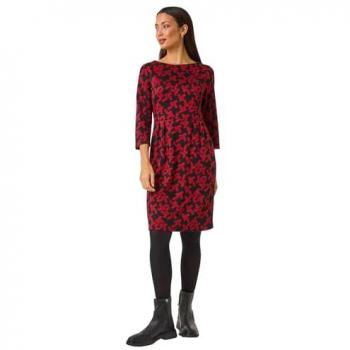 Robe à poche géométrique plissée « Roman » – rouge, 48