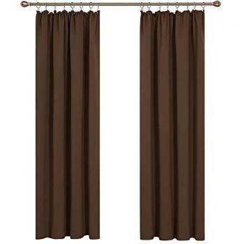 Deconovo Kräuselband Vorhang 220x140 cm, Braun, 2er Set