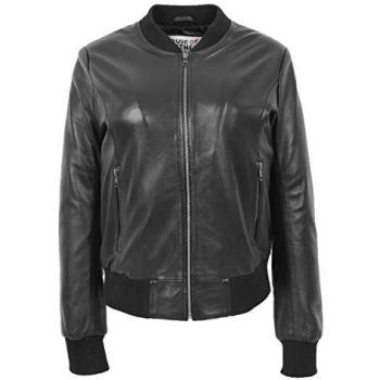 House of Leather Women’s Leather Faye Bomber in Black (Size 8)
