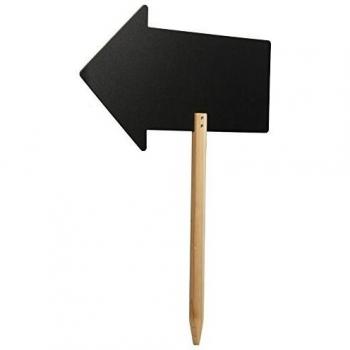 Securit-Lavagna con freccia, con supporto in legno con decori a punta e un pennarello a gesso liquido, colore: nero, FBS-ARROW