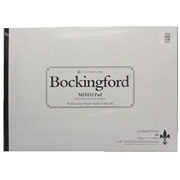 Bockingford A5 12‑Sheet Watercolour Mixed Glued Pad – 300gsm with Rough, Cold & Hot Pressed Options