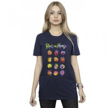 Navy Blue Tie Dye Faces Boyfriend T-Shirt for Women