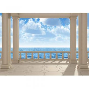 Vlies‑Wandfoto 350x2450 cm – Seeblick 3D, Sonne, Wolken, Himmel