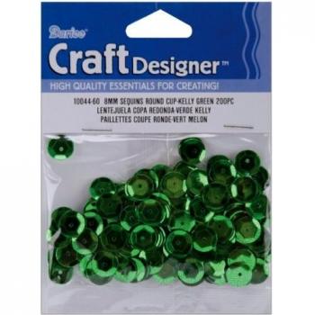 Darice 1004460 Emerald Shine Sequins – 8 mm, Pack of 200
