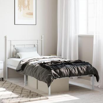 Cama metálica blanca con cabecero 90x200 cm