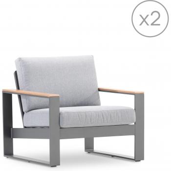 Fauteuils de jardin Defora Home anthracite avec finition bois