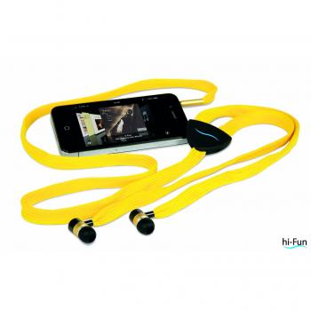 Hi-Fun Hi-String Auricolari in Tessuto, Cavo a Forma di Stringa – Giallo