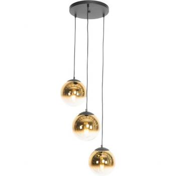 Qazqa Pendelleuchte Pallon, 3-flammig, Art Deco, Glas, E27, ohne Leuchtmittel