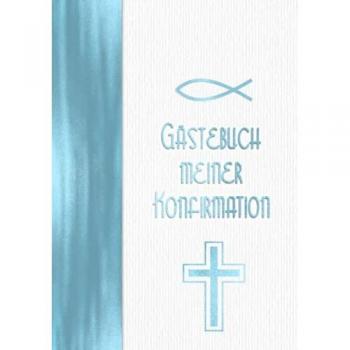 Gästebuch meiner Konfirmation: Hardcover I Vintage Blau für Jungen mit Fisch und Kreuz I Dekoration zur Konfirmation für Jungs I Sprüche, Wünsche, Geschenkeliste, Danksagung, Konfirmationsspruch