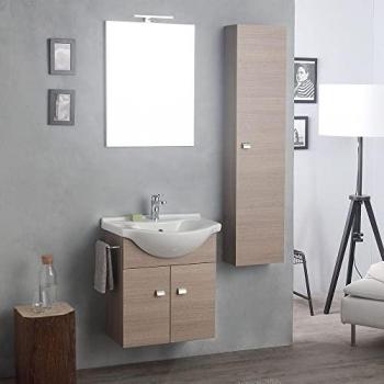 Composición de baño moderna 58+31 cm con columna de roble KIAMAMI