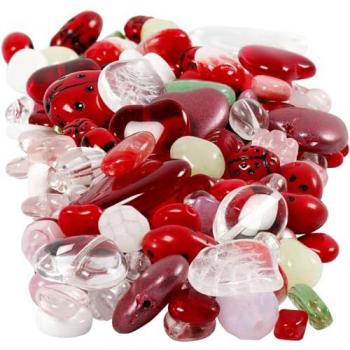 Coffret Perles de Verre Cœur & Coccinelle – 350 g – DIY Bijoux – Varié