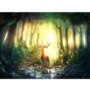 Peinture Point de Croix Forêt & Cerf – Décoration Murale 20x30 cm