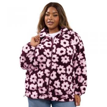 Brown Zip Through Yours Curve Feather-Fleece