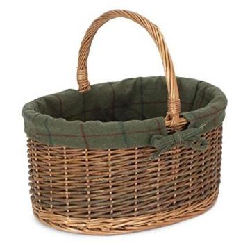 Tweed Lined Wicker Shopping Basket