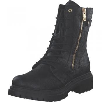 Modische RIEKER Damenwinterstiefelette 40 Schwarz – Lederimitat, Blockabsatz, schnürbar