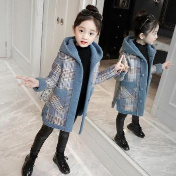 Abrigo de Lana para Niñas con Diseño a Cuadros