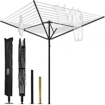FUDE Outdoor Garden 4 Arm Folding Rotary Washing Lines with Cover