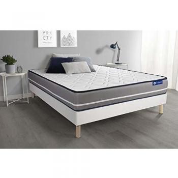 Matelas à mémoire ACTIMEMO Pur 200x200cm 3zones de Confort + sommier KIT Blanc