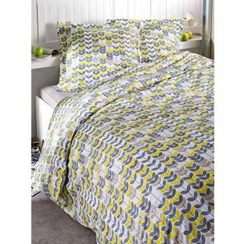 CALITEX Parure 3 pièces 240x220 cm CABANE Moutarde