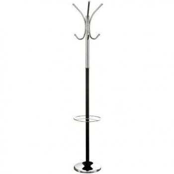Black and Chrome Floor Standing Coat Stand with Umbrella Holder