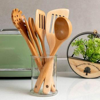 6er Set Holz Utensilien für die Küche