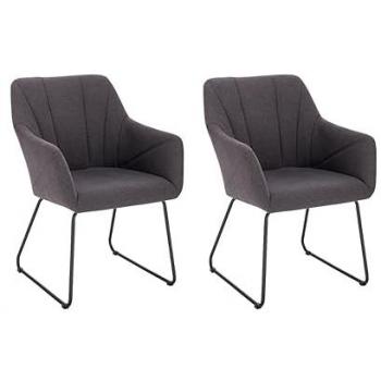 Sedia da Pranzo Home Deluxe Antracite, Braccioli Tessuto PAKU (Set 2)