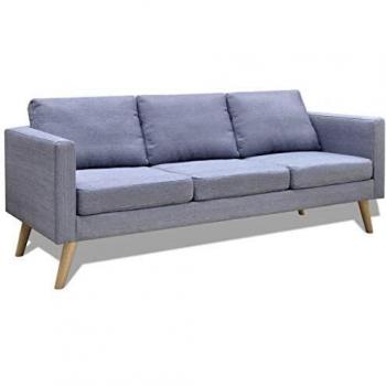 Fabric Sofa 3-Seater Light Grey