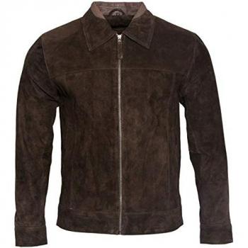 Retro Brown Goat Suede Leather Harington Jacket for Men