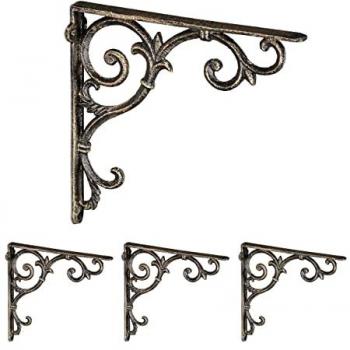 Supporti per mensole in stile retro, bronzo, 4 unità