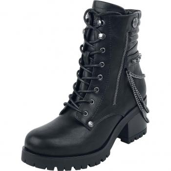 Bottes gothiques Gothicana EMP – bottines à lacets métalliques et boucle éclair, EU38‑EU41, femme, noire