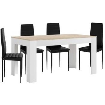 SALDOSYSTOCKS Mesa Extensible de Comedor o Cocina + 4 Sillas en Polipiel/metal
