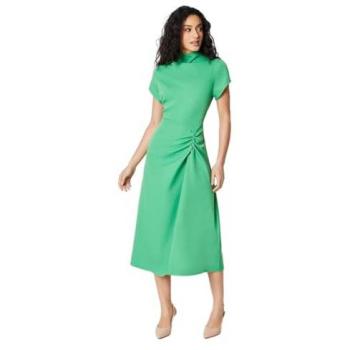 Chic Green Fit‑and‑Flare Dress, Seam Waist, UK 14