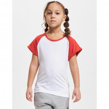 L‑Size White Raglan T‑Shirt for Girls – Bold Contrast