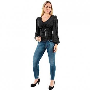 Maglia Morgan 222 TWILO a Maniche Lunghe Collo A V Nera S